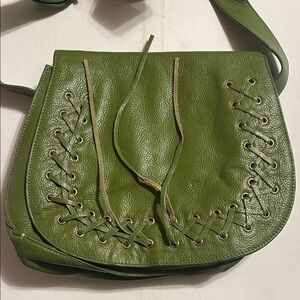 Elegant Olive Crossbody Bag with Lace Detailing